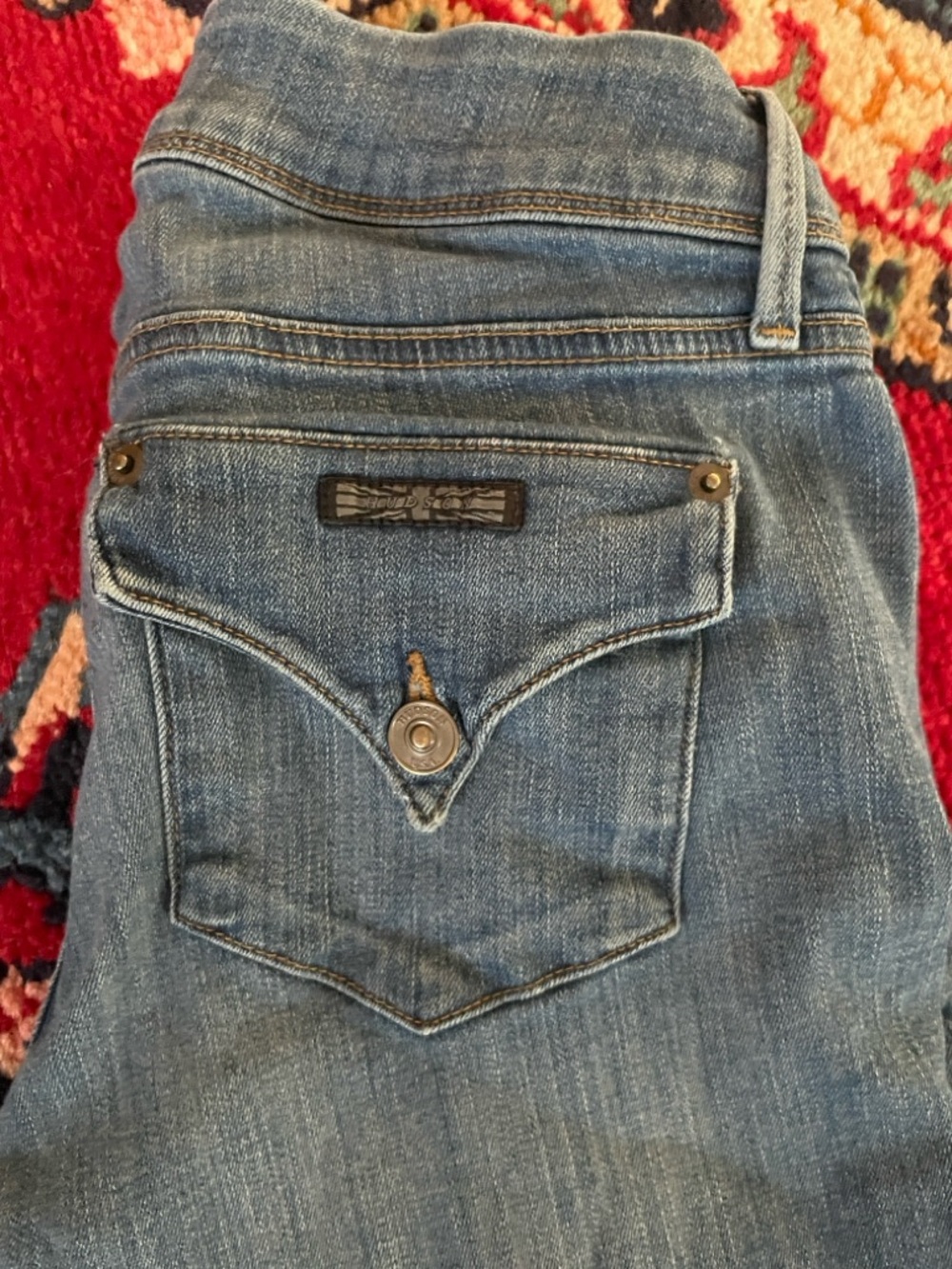 Hudson Collin Skinny Jeans Women's in Medium Blue Denim with Flap Pocket